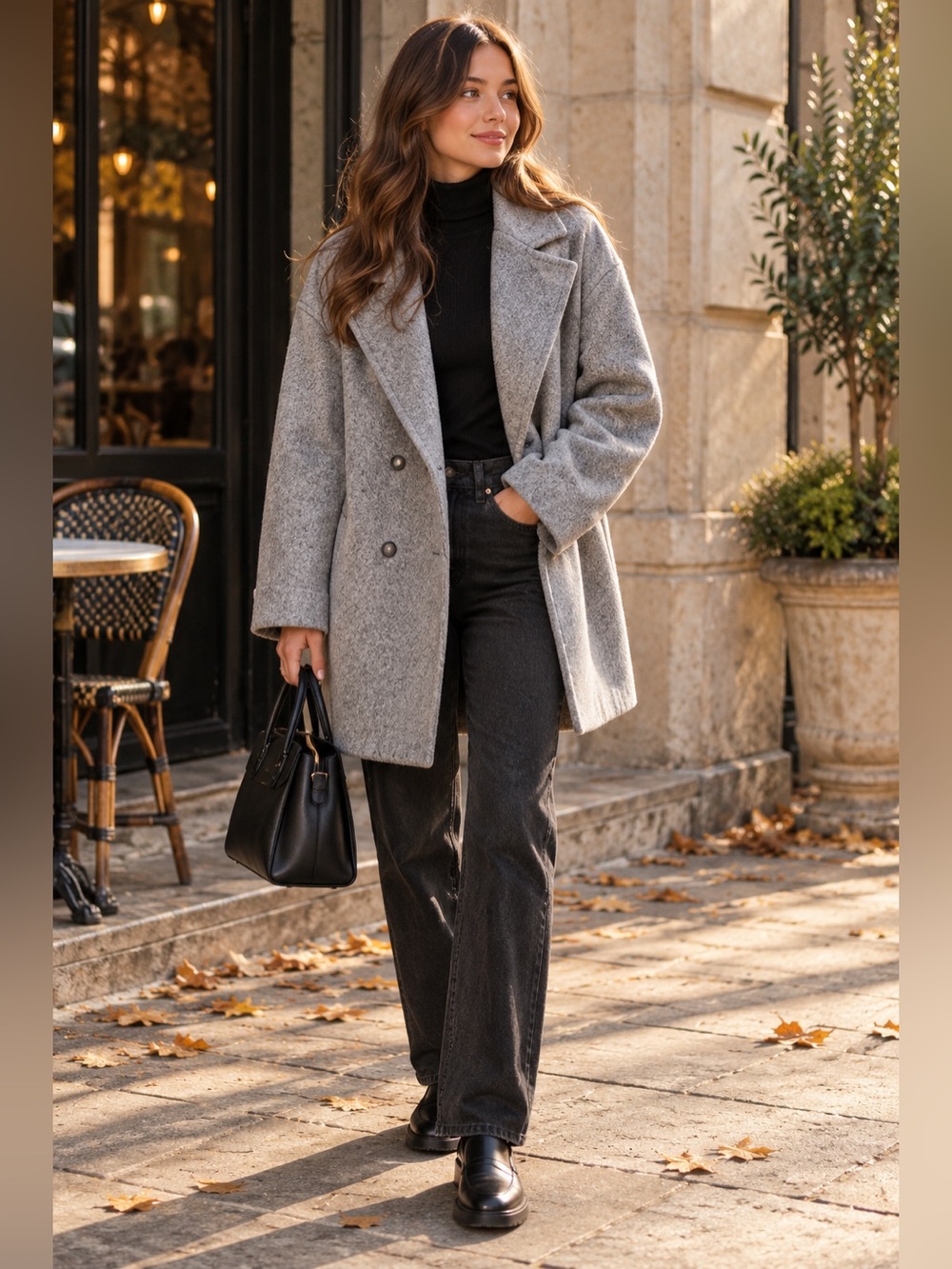 NWOT Topshop Gray Oversized Double Breasted Wool Blend Coat US 8